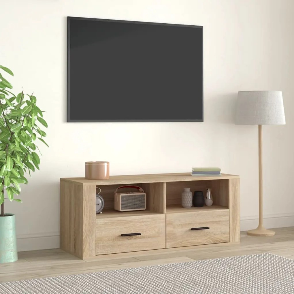 vidaXL Móvel p/ TV 100x35x40cm madeira processada carvalho sonoma