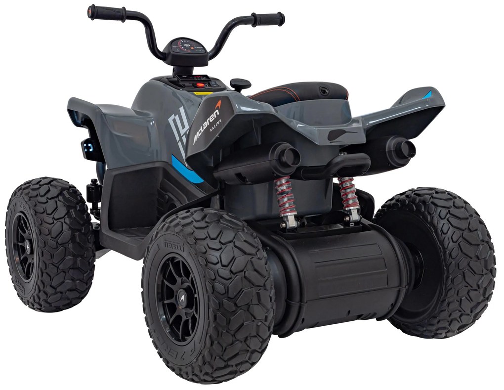 Moto 4 elétrica para crianças 12V 4x4 Mclaren Racing MCL 35, Controle remoto, Rodas Espuma EVA, assento couro ecológico Cinzenta