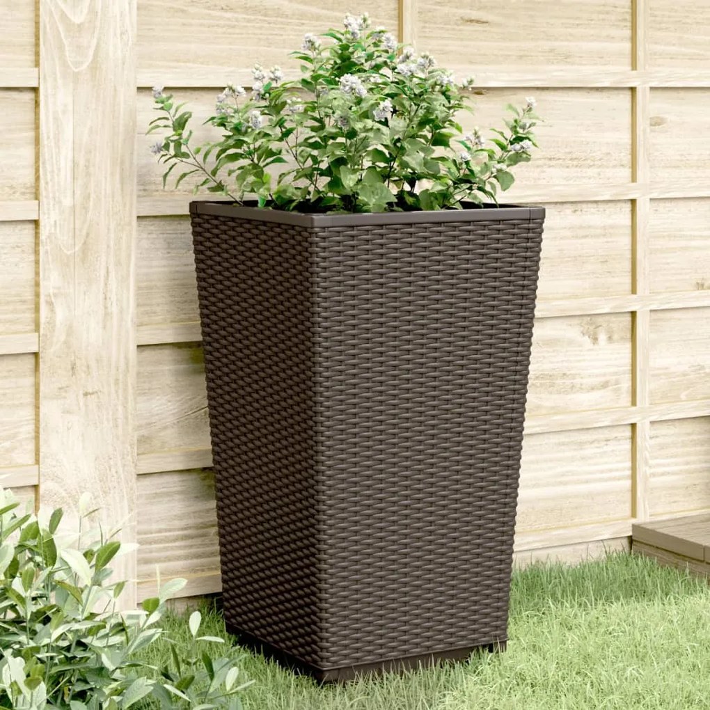 vidaXL Vasos/floreiras 2 pcs 32,5x32,5x57 cm PP castanho