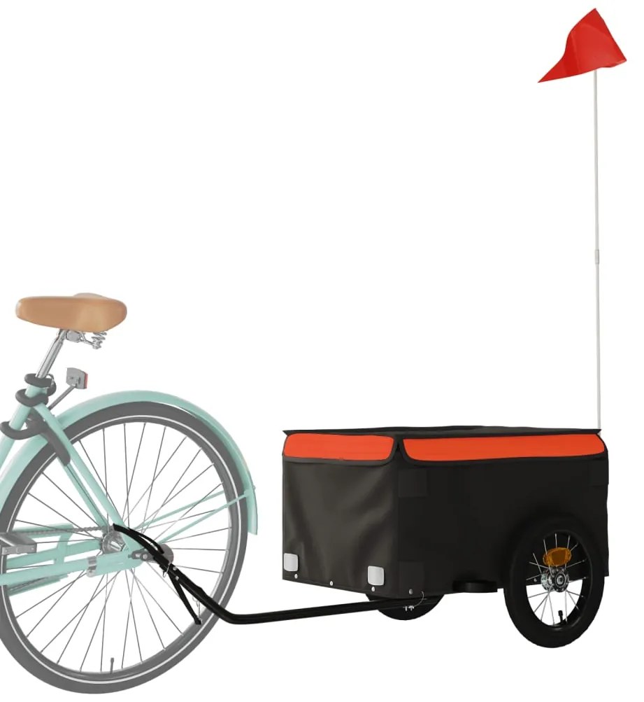 Reboque para bicicleta 30 kg ferro preto e laranja
