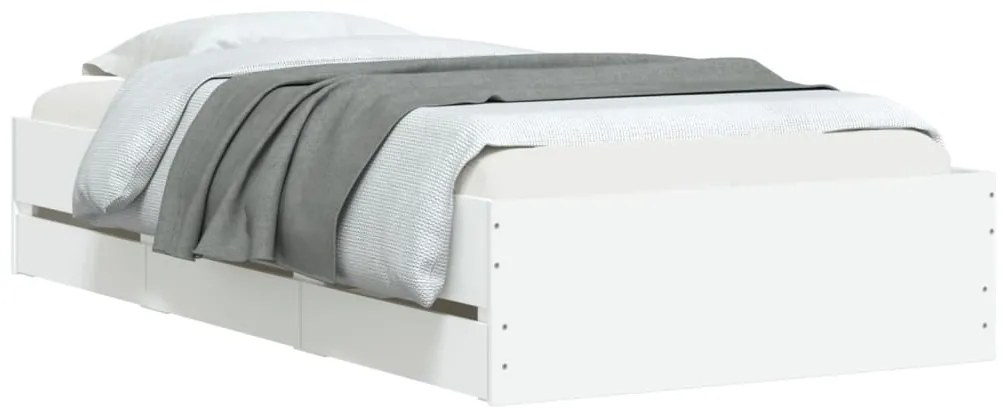 Estrutura de cama c/ gavetas 100x200cm derivados madeira branco
