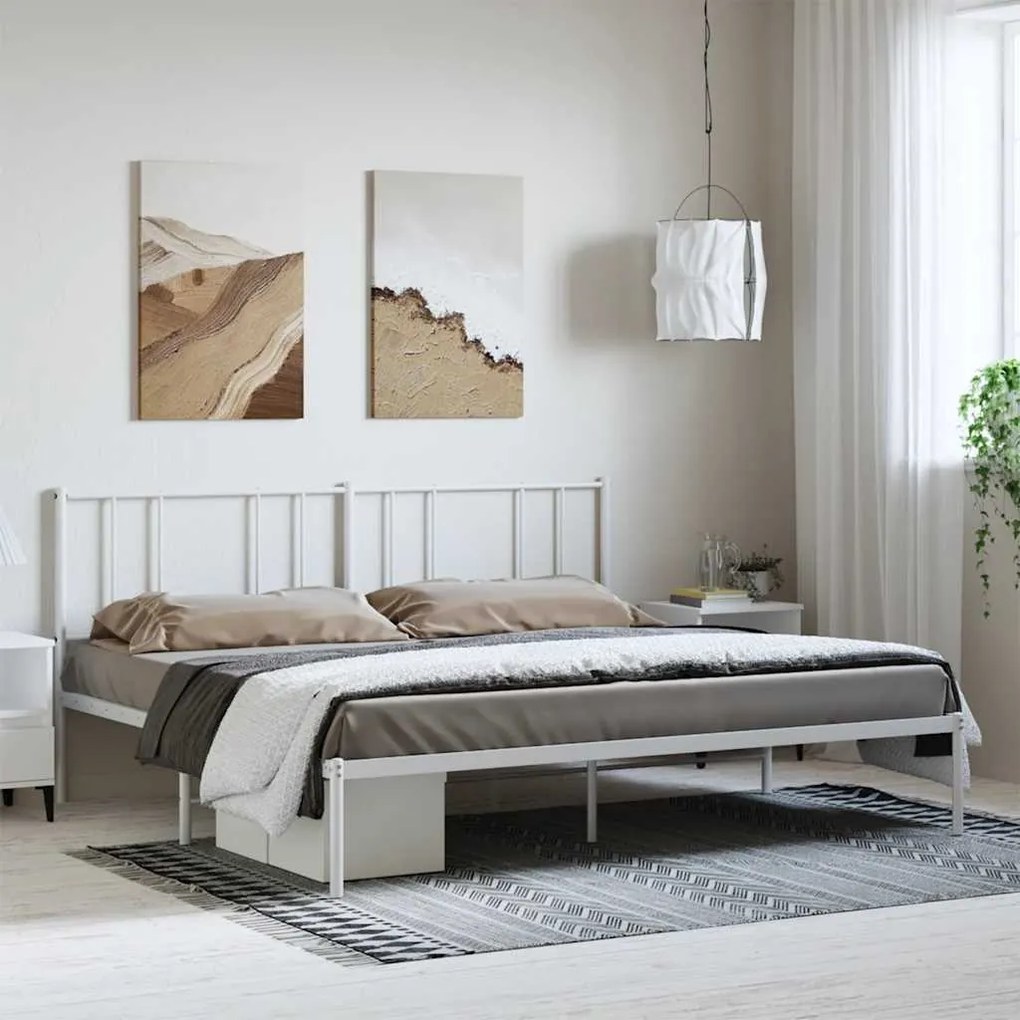 vidaXL Estrutura de cama com cabeceira 183x213 cm metal branco