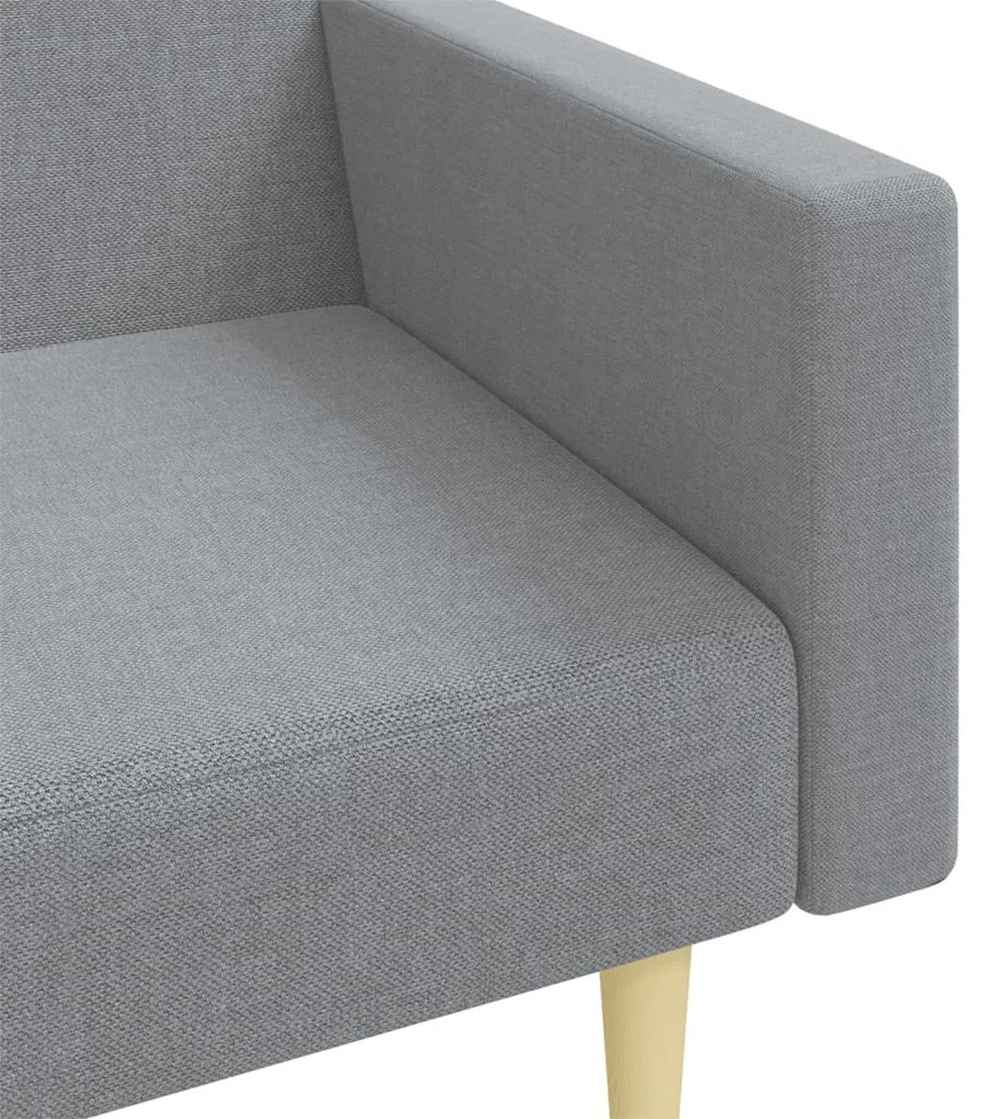 Sofá-cama de 2 lugares c/ apoio de pés tecido cinzento-claro