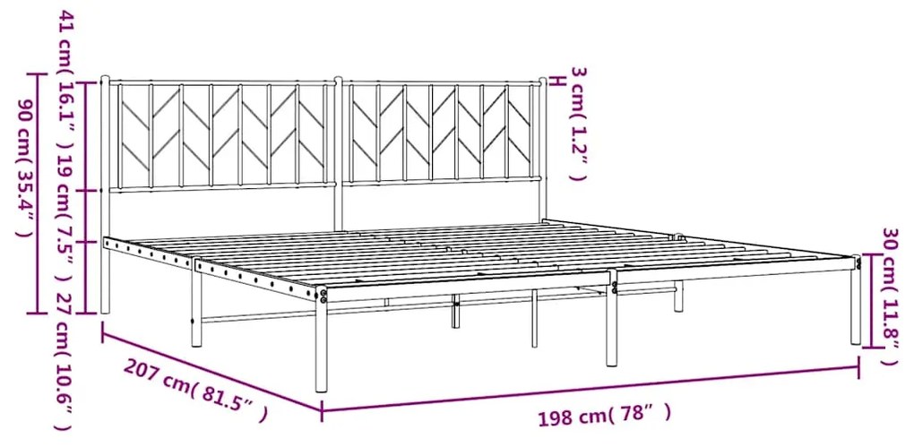 Estrutura de cama com cabeceira 193x203 cm metal branco