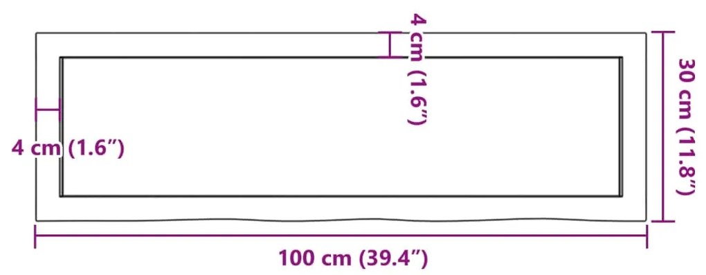 Prateleira de parede 100x30x4 cm carvalho maciço não tratado