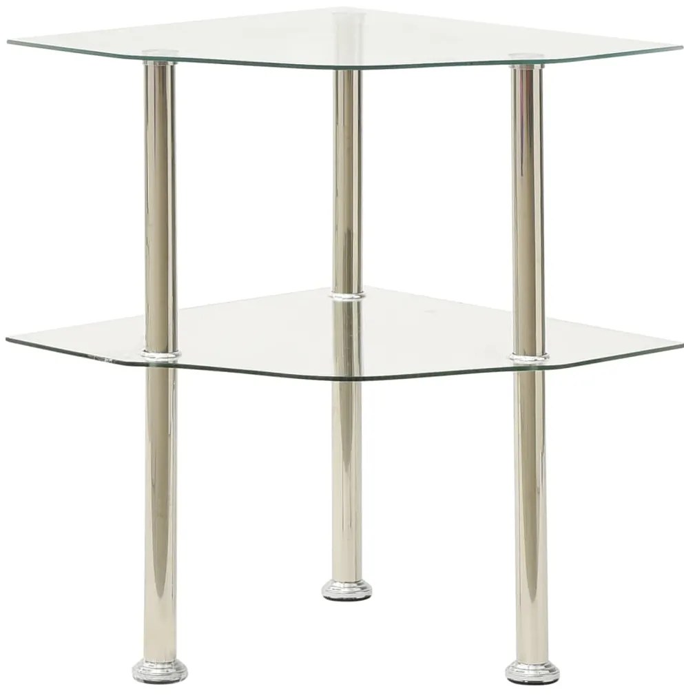 Mesa apoio duas prateleiras 38x38x50cm vidro temp. transparente