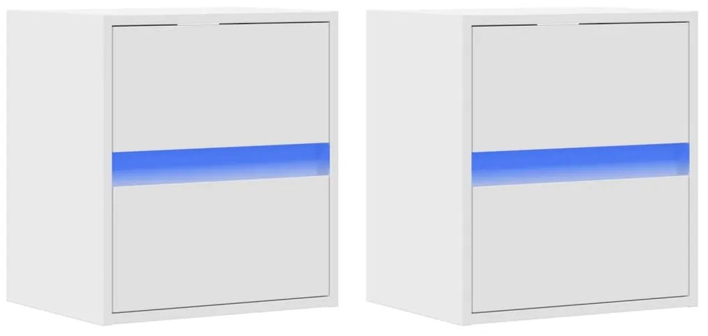 Móveis de parede p/ TV com luzes LED 2 pcs 41x31x45 cm branco