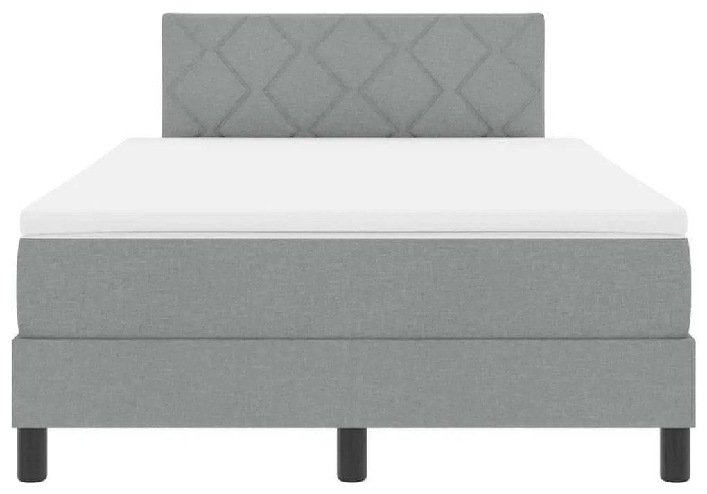 Cama Box Spring com Colchão &amp; LED Cinza Claro 120x190 cm Tecido