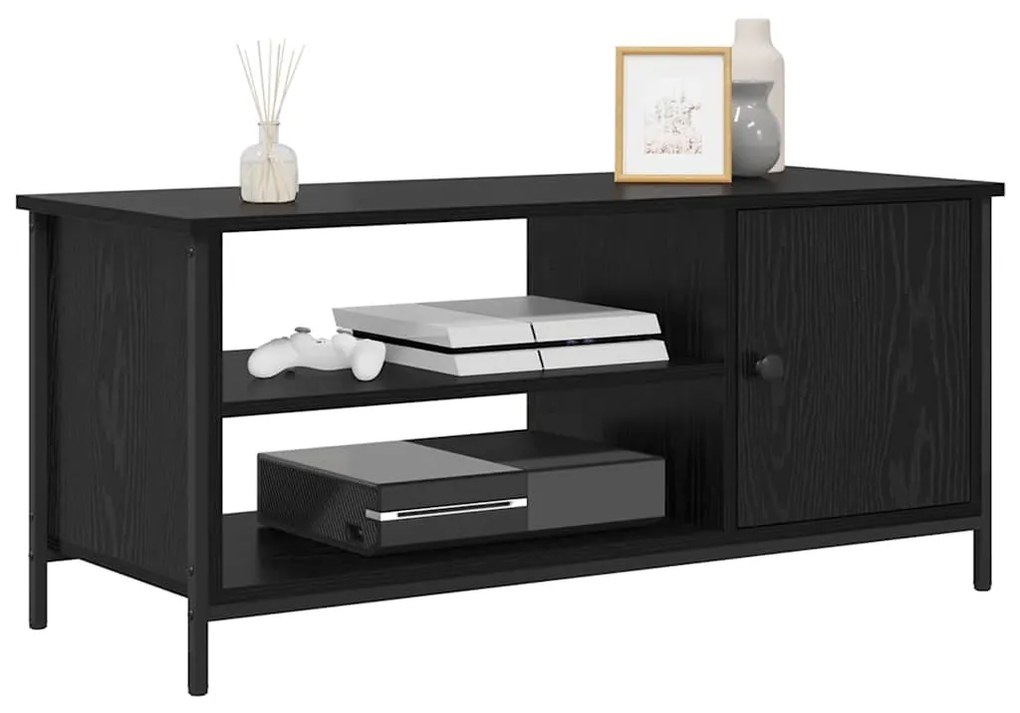 Gabinete para TV com prateleira Carvalho preto 100 x 40 x 45 cm