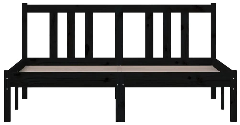 Estrutura de cama casal 135x190 cm madeira maciça preto