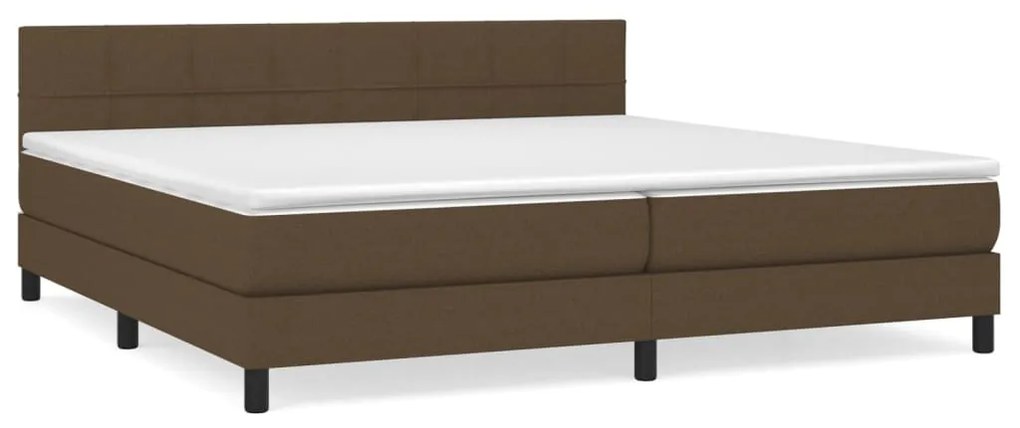 Cama com molas/colchão 200x200 cm tecido castanho-escuro