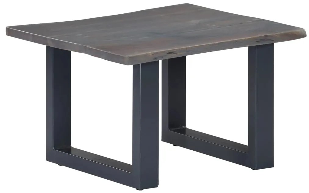 Mesa centro c/ arestas vivas 60x60x40cm acácia maciça cinzento