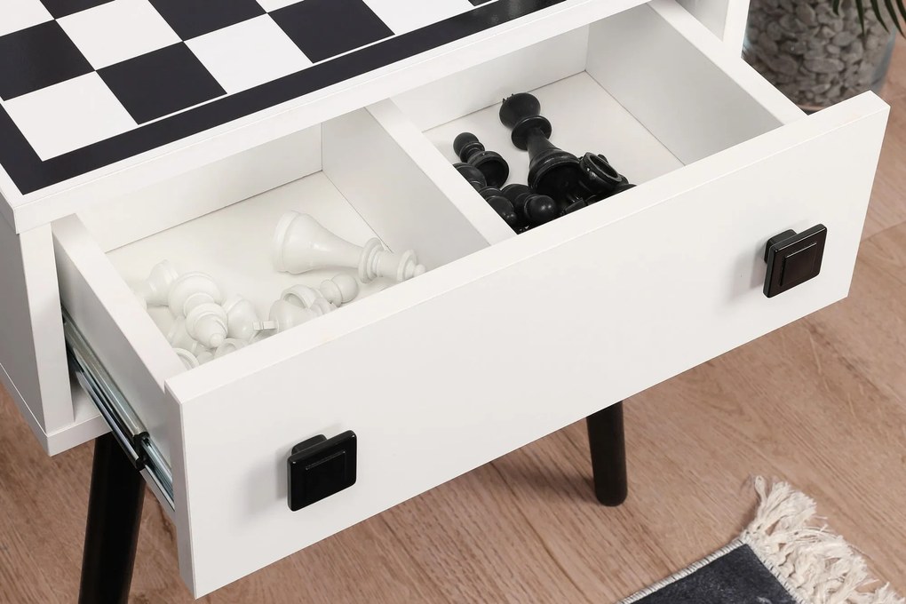 Mesa de Xadrez Chesso – Branco e Preto – 50x60x50 cm