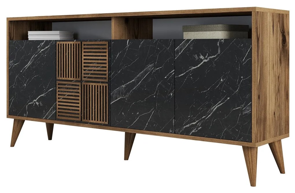 Console Milan – Walnut Black Marble – 160x78x35 cm