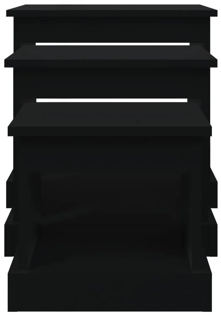 Mesas de centro 3 pcs derivados de madeira preto