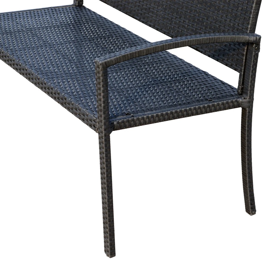 Banco Jardím Lounge Cadeira 2 Lugares Móveis para Jardím Exterior Terraço 2 Lugares Rattan Sintético Carga 320kg 122x60x87cm Estrutura Aço