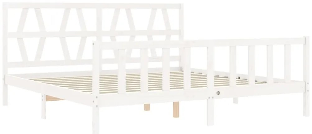 Cama sem colchão 200x200 cm madeira de pinho maciça branco