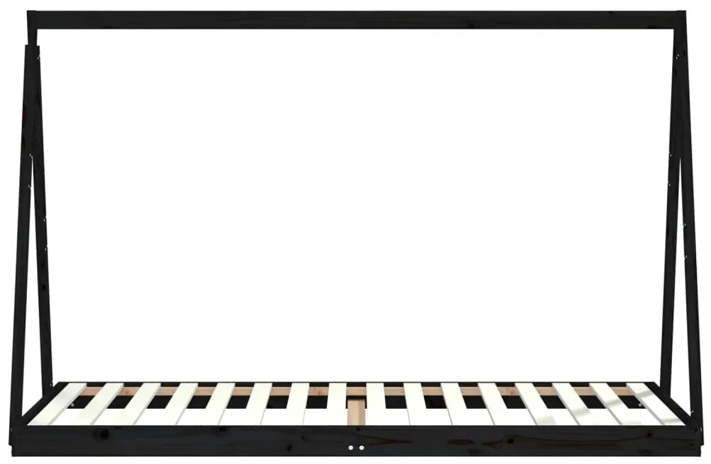 Estrutura de cama infantil 90x200 cm pinho maciço preto