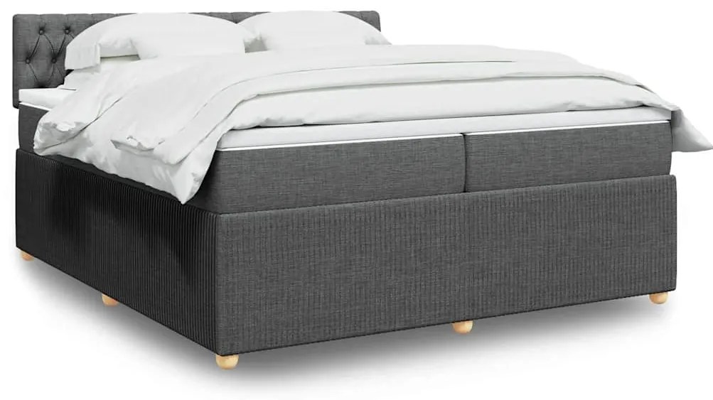 vidaXL Cama com molas/colchão 200x200 cm tecido cinzento-escuro