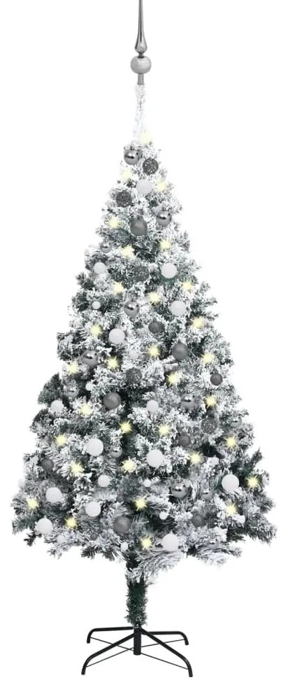 vidaXL Árvore Natal artificial pré-iluminada c/ bolas 180 cm PVC verde
