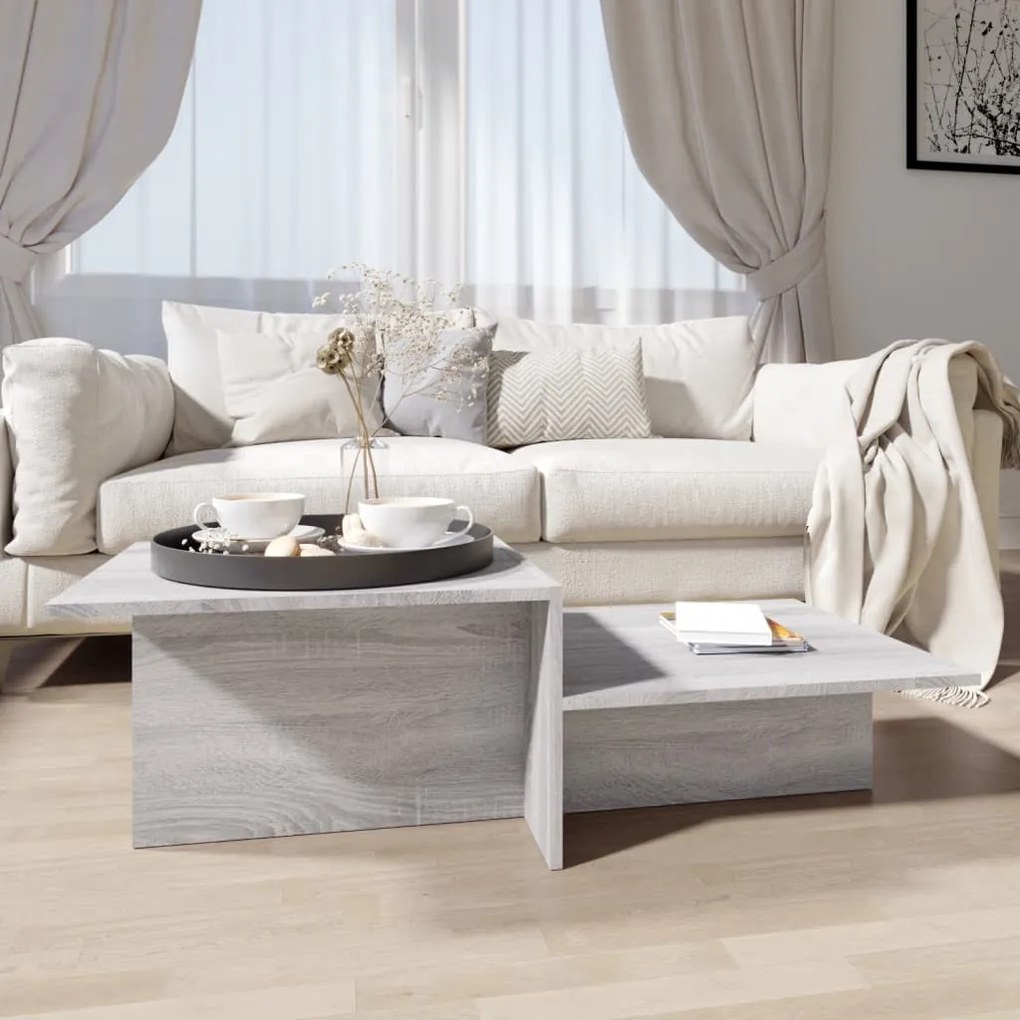 815146 vidaXL Mesa de centro 111,5x50x33 cm derivados madeira cinzento sonoma
