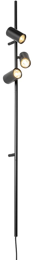Candeeiro de parede preto com interruptor de pé 3 luzes - Jeana Luxe Moderno