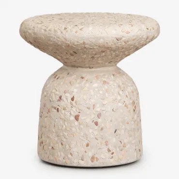 Mesa Auxiliar Para Jardim Redonda Ø40 Cm Em Cimento Zanira Terrazzo Bege - Sklum