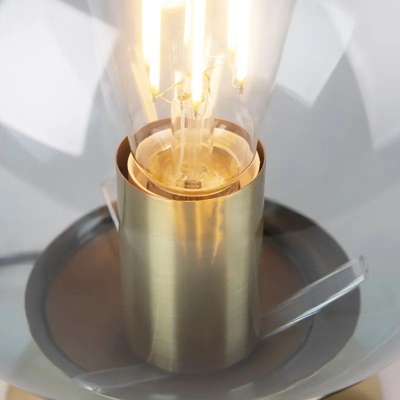 Candeeiro de mesa Art Déco em latão com vidro azul - Pallon