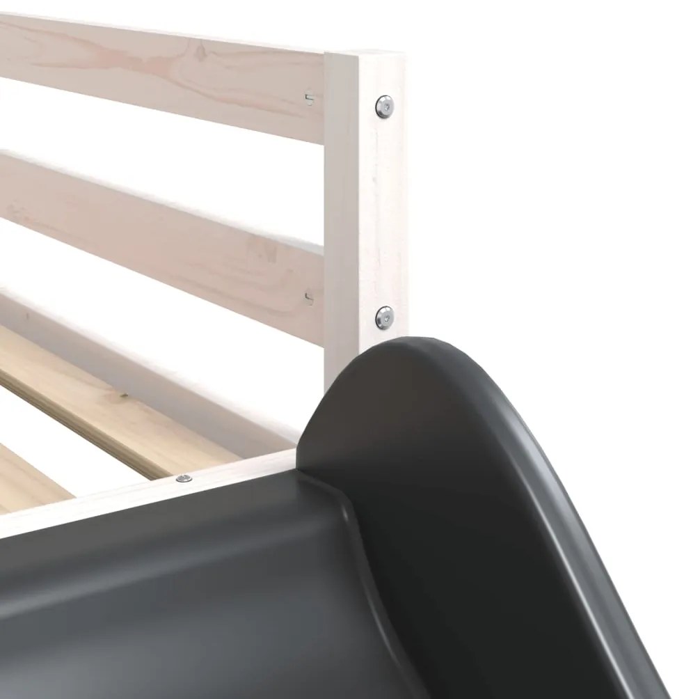 Beliche com escorrega e escada 90x200 cm pinho maciço branco