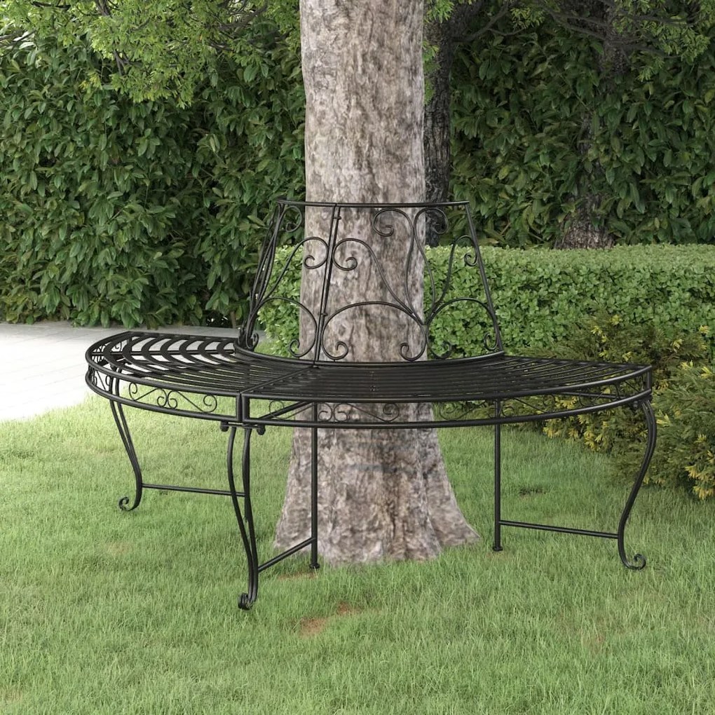 Banco para árvore semicircular Ø160 cm aço preto