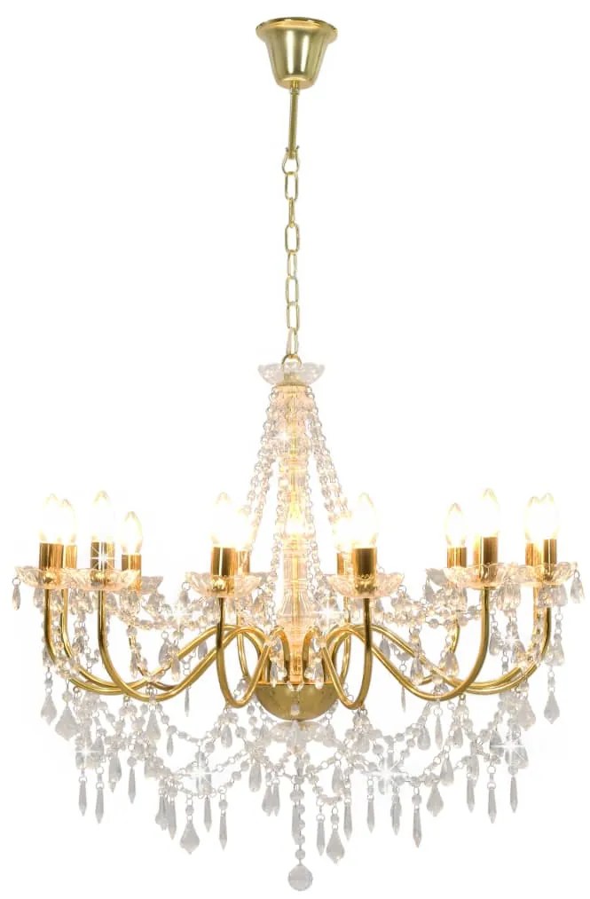 Lustre com contas lâmpadas 12 x E14 dourado