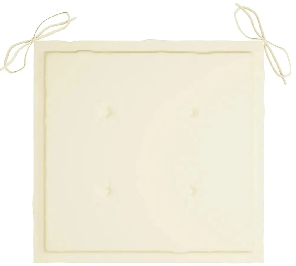 Cadeiras de jardim c/ almofadões creme 8 pcs teca maciça