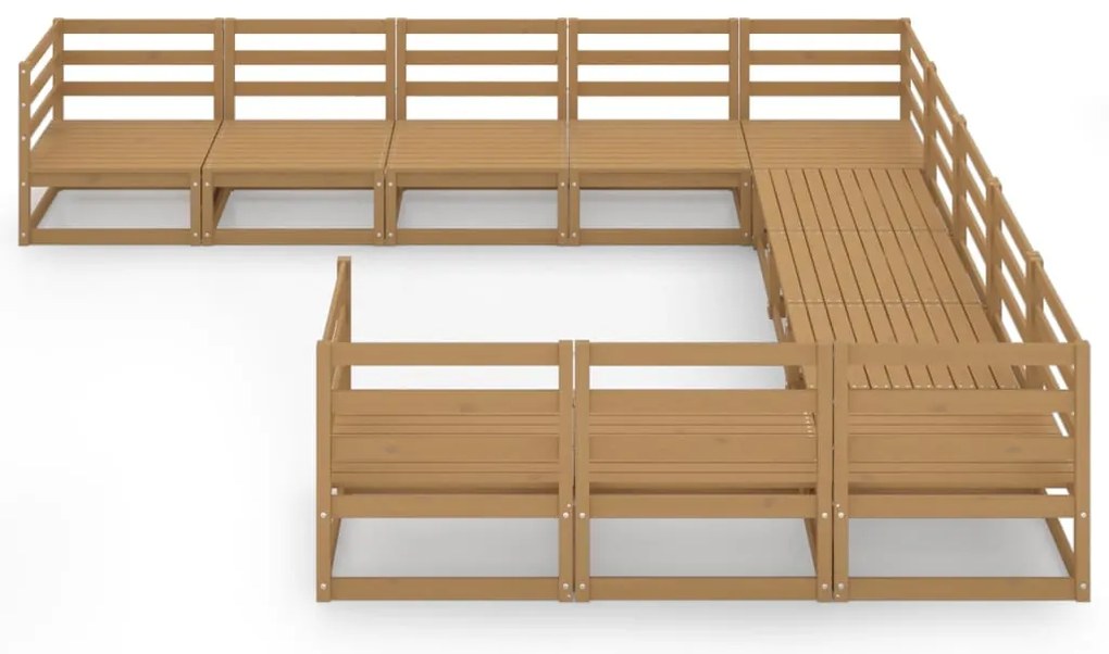 11 pcs conjunto lounge de jardim pinho maciço