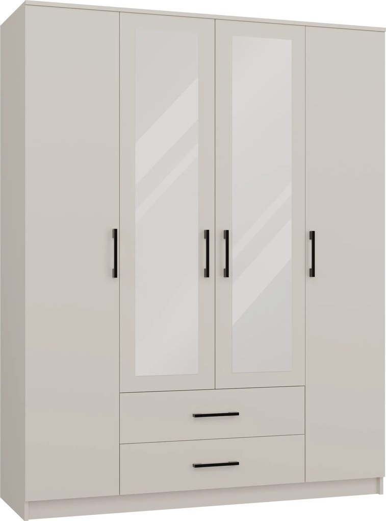 Roupeiro Mandeville 117, Caxemira, 205x160x52cm, 150.5 kg, Portas para roupeiro: Com dobradiças