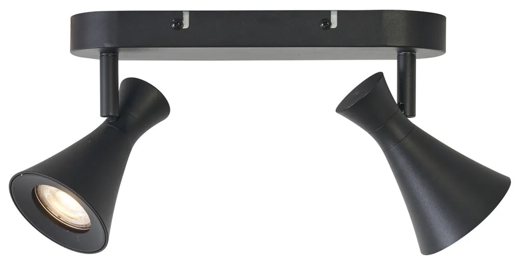Foco de teto moderno preto ajustável de 2 luzes - Triangle Moderno