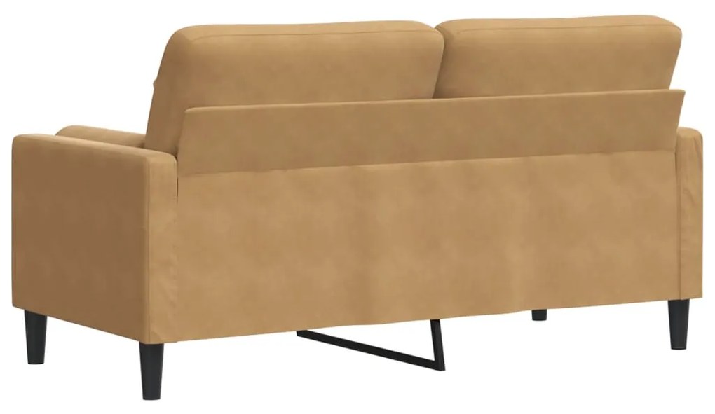 Sofá 2 lugares c/ almofadas decorativas 140 cm veludo castanho