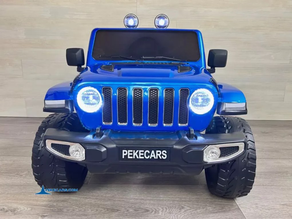 Jeep elétrico 12V 4x4 para crianças 1 a 6 anos Wrangler Rubicon Style rodas Borracha e controlo remoto Azul Metalizado