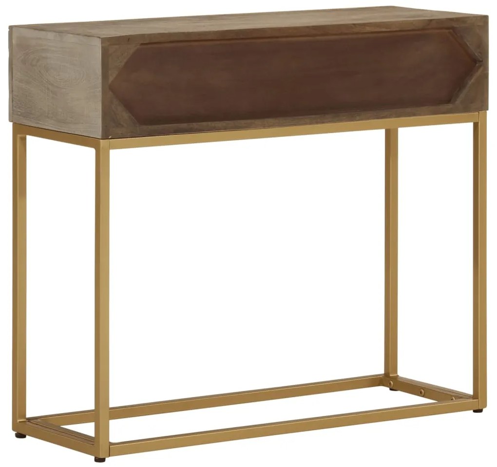 Mesa consola 90x30x76 cm madeira de mangueira maciça e ferro