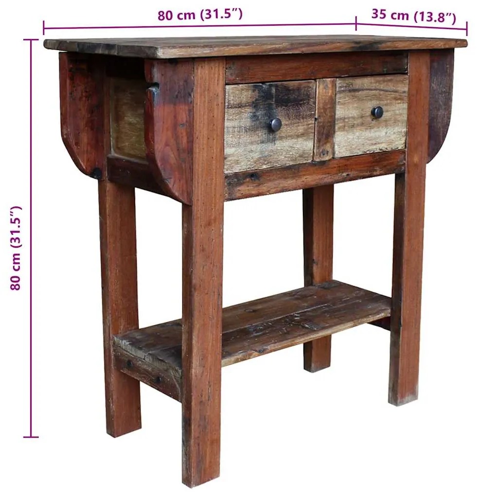 Mesa consola 80x35x80 cm mistura de madeiras recicladas