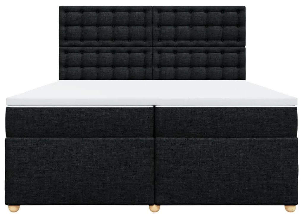 Cama com molas/colchão 200x200 cm tecido preto
