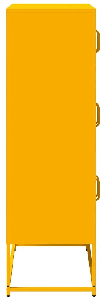 Aparador alto 68x39x123 cm aço amarelo mostarda