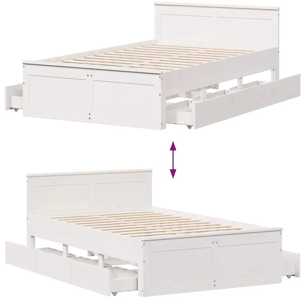 Cama sem colchão com cabeceira 120x190 cm pinho maciço branco
