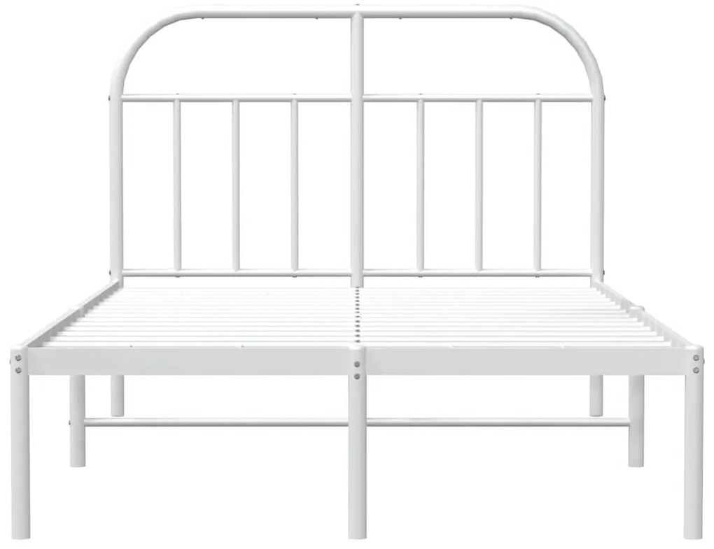 Estrutura de cama com cabeceira 135x190 cm metal branco