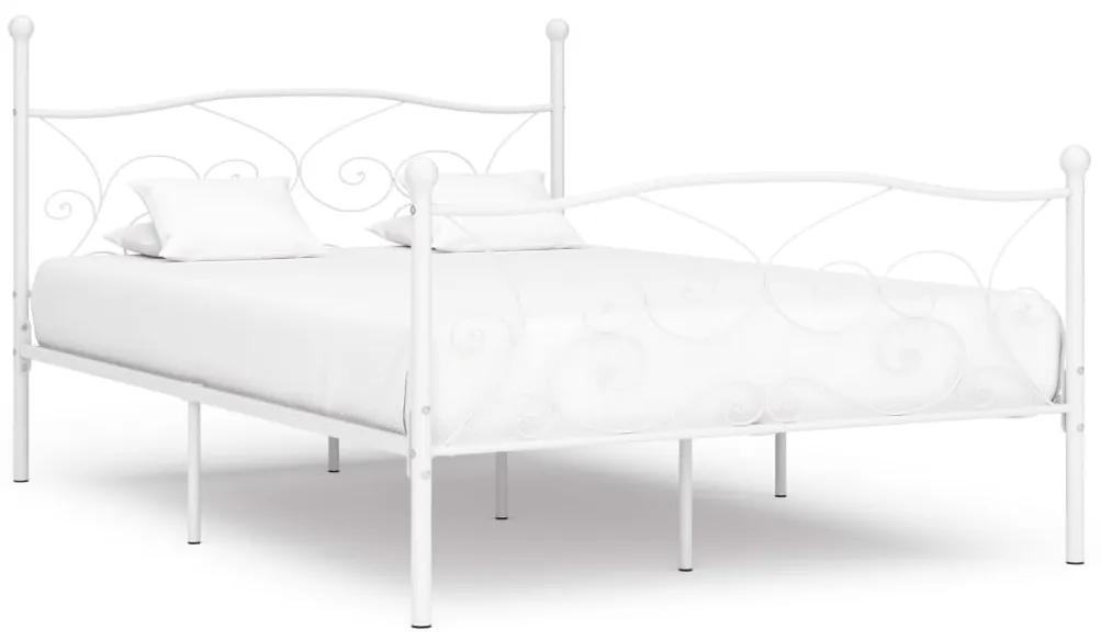 Estrutura de cama com estrado de ripas 140x200 cm metal branco