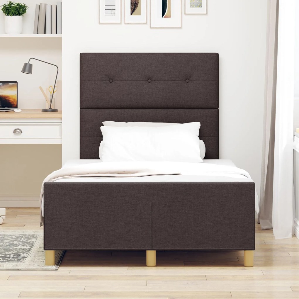 Cama de tecido marrom escuro vidaXL 120x190 cm
