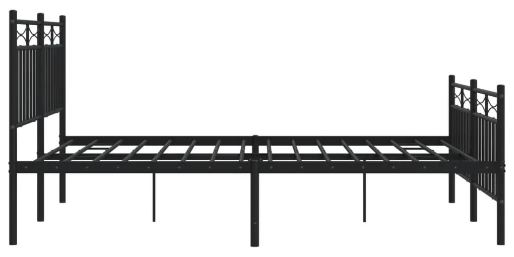 Estrutura de cama com cabeceira e pés 140x190 cm metal preto