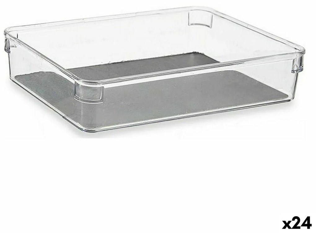 Organizador de Gavetas Plástico reciclado Cinzento 16 x 4,5 x 24 cm (24 Unidades)