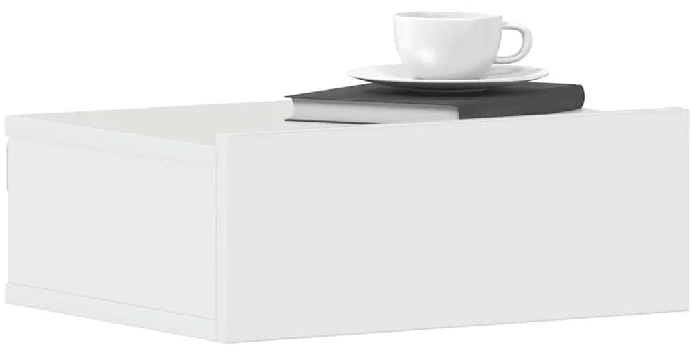 Mesa de cabeceira suspensa derivados madeira branco brilhante