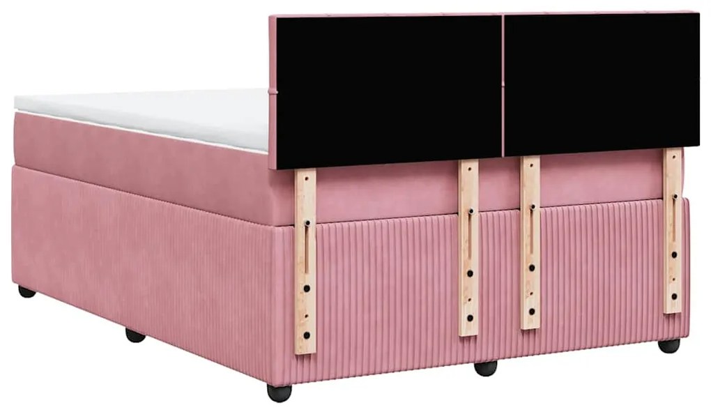 Cama com molas/colchão 140x200 cm veludo rosa