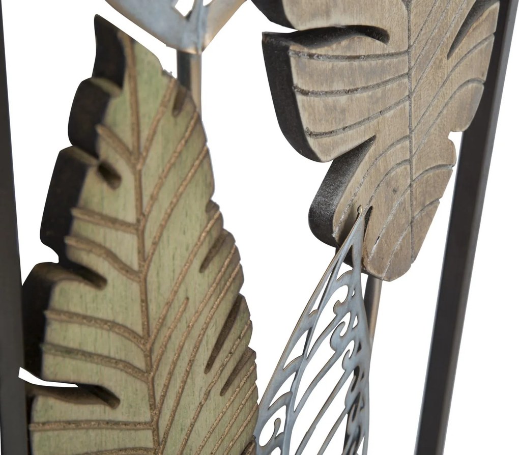 DECORAÇÃO DE PAREDE FOGLIE -B- 30,5X2,5X99,5 CM DOURADO E PRATEADO